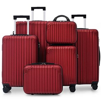 6 pc Hardside ABS Luggage Set, 12" 14" 16" 20" 24" 28" Suitcases for Travel