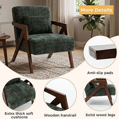 Mid-Century Modern Accent Chair with Solid Wood Frame
