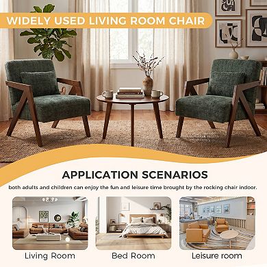 Mid-Century Modern Accent Chair with Solid Wood Frame