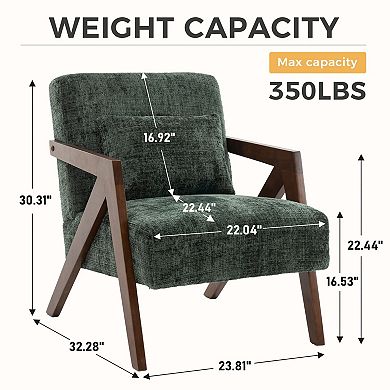 Mid-Century Modern Accent Chair with Solid Wood Frame