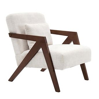 Mid-Century Modern Accent Chair with Solid Wood Frame