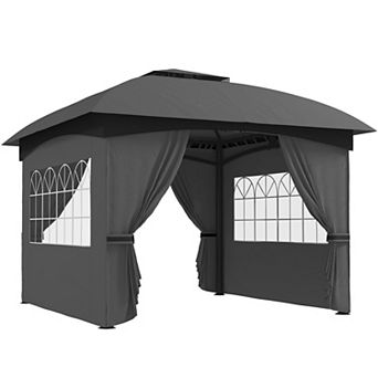 11x11 FT Outdoor Patio Gazebo with Curtains & Church Windows