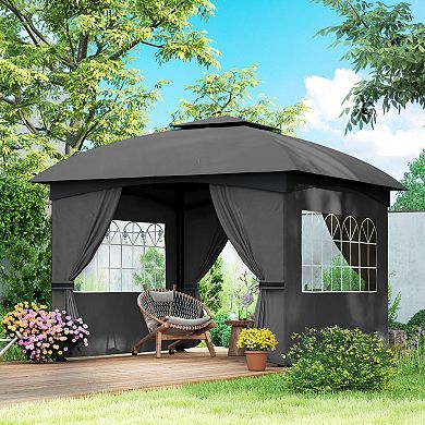 11x11 FT Outdoor Patio Gazebo with Curtains & Church Windows