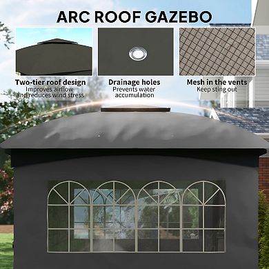 11x11 FT Outdoor Patio Gazebo with Curtains & Church Windows