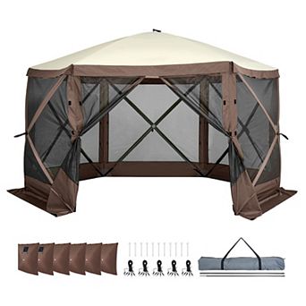 12.5x12.5 FT Pop Up Screen Tent with 6 Removable Windproof Cloths