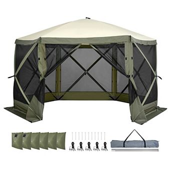12x12 FT Pop Up Screen Tent with 6 Removable Windproof Cloths