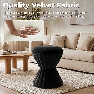 Multifunction Velvet Ottoman with Solid Wood Frame