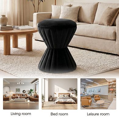 Multifunction Velvet Ottoman with Solid Wood Frame