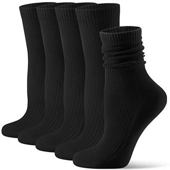 Women's Casual Cushioned Crew Socks 5 Pack Slouchy Comfort