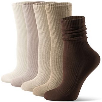 Women's Casual Cushioned Crew Socks 5 Pack Slouchy Comfort