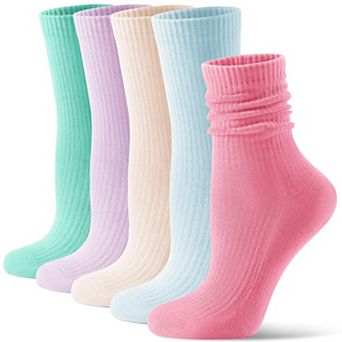Women's Casual Cushioned Crew Socks 5 Pack Slouchy Comfort