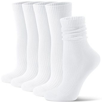 Women's Casual Cushioned Crew Socks 5 Pack Slouchy Comfort