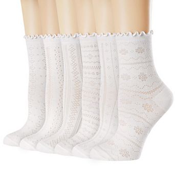Women's Ruffle Ankle Crew Socks Breathable Cotton Summer Casual 6 Pairs