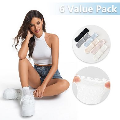 Women's Ruffle Sheer Socks Soft Breathable Lace Butterfly Pattern