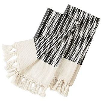 Turkish Cotton Zig Zag Striped Hand Towels Premium Heavy Duty Multi Purpose