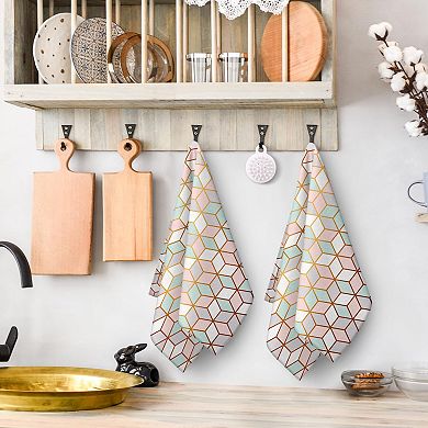 Butterfly Green Soft Absorbent Cotton Kitchen Towel Set 2 Pack Decorative Farmhouse Boho