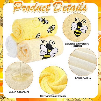 3 Pack Bee Embroidered Cotton Absorbent Towels For Kitchen Bathroom
