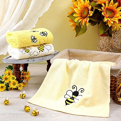 3 Pack Bee Embroidered Cotton Absorbent Towels For Kitchen Bathroom
