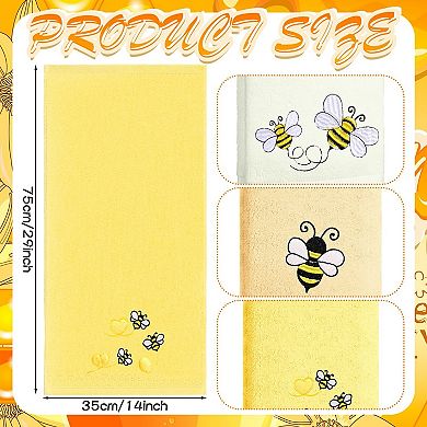 3 Pack Bee Embroidered Cotton Absorbent Towels For Kitchen Bathroom