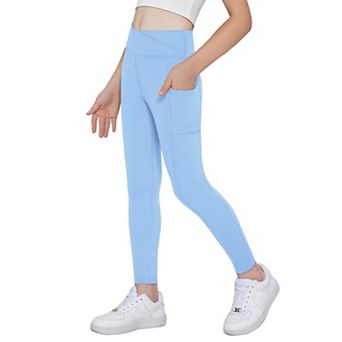 Arshiner Girls Athletic Leggings With Pockets Kids Crossover High Waisted Dance Workout Running