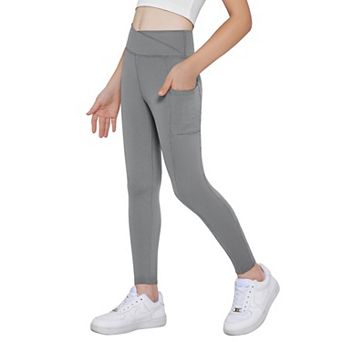 Arshiner Girls Athletic Leggings With Pockets Kids Crossover High Waisted Dance Workout Running