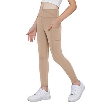 Arshiner Girls Athletic Leggings With Pockets Kids Crossover High Waisted Dance Workout Running
