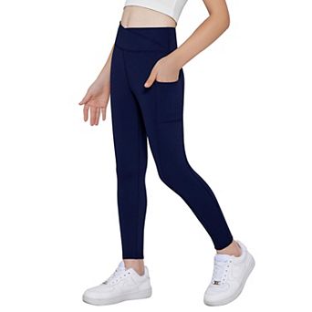 Arshiner Girls Athletic Leggings With Pockets Kids Crossover High Waisted Dance Workout Running
