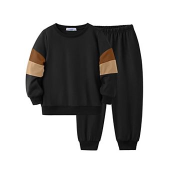 Arshiner Boys Crew Neck Long Sleeve Sweatshirt Pants Set Casual Clothing For Kids