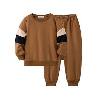 Arshiner Boys Crew Neck Long Sleeve Sweatshirt Pants Set Casual Clothing For Kids