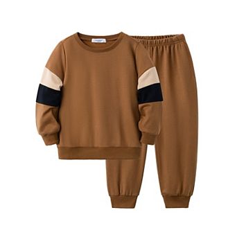 Arshiner Boys Crew Neck Long Sleeve Sweatshirt Pants Set Casual Clothing For Kids