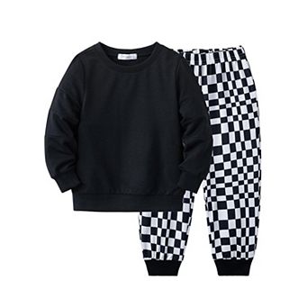 Arshiner Boys Crew Neck Long Sleeve Sweatshirt Pants Set Casual Clothing For Kids