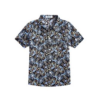 Arshiner Boys Button Down Shirt Cotton Short Sleeve Casual Shirt Summer Beach Shirt For Kids