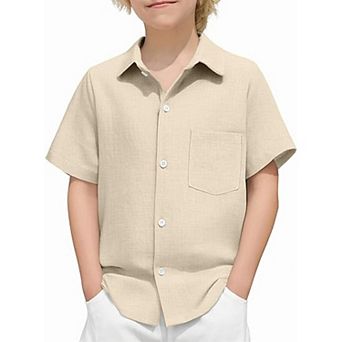 Arshiner Boys Button Down Shirt Cotton Short Sleeve Casual Shirt Summer Beach Shirt For Kids