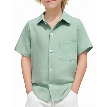 Arshiner Boys Button Down Shirt Cotton Short Sleeve Casual Shirt Summer Beach Shirt For Kids