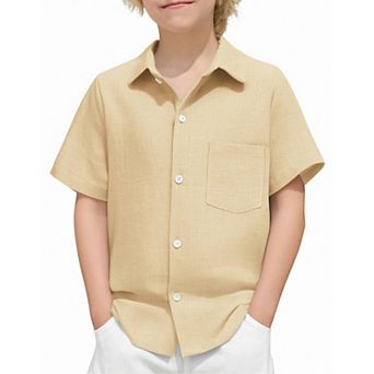 Arshiner Boys Button Down Shirt Cotton Short Sleeve Casual Shirt Summer Beach Shirt For Kids