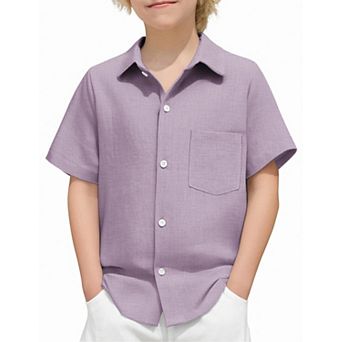 Arshiner Boys Button Down Shirt Cotton Short Sleeve Casual Shirt Summer Beach Shirt For Kids