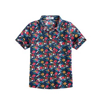 Arshiner Boys Button Down Shirt Cotton Short Sleeve Casual Shirt Summer Beach Shirt For Kids
