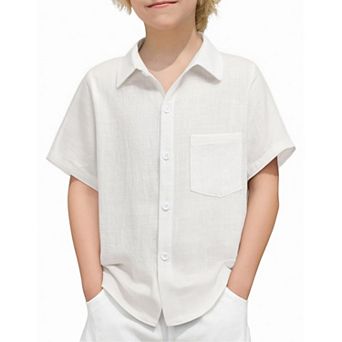 Arshiner Boys Button Down Shirt Cotton Short Sleeve Casual Shirt Summer Beach Shirt For Kids