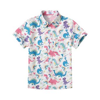 Arshiner Boys Button Down Shirt Cotton Short Sleeve Casual Shirt Summer Beach Shirt For Kids