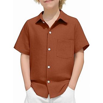 Arshiner Boys Button Down Shirt Cotton Short Sleeve Casual Shirt Summer Beach Shirt For Kids
