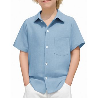 Arshiner Boys Button Down Shirt Cotton Short Sleeve Casual Shirt Summer Beach Shirt For Kids