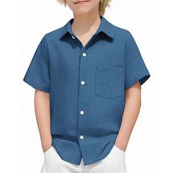 Arshiner Boys Button Down Shirt Cotton Short Sleeve Casual Shirt Summer Beach Shirt For Kids