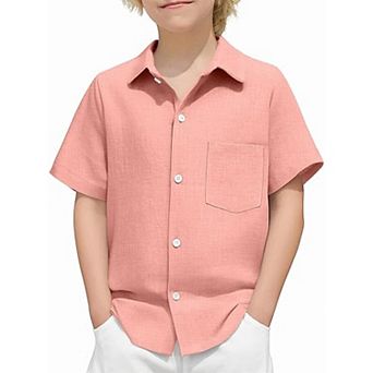 Arshiner Boys Button Down Shirt Cotton Short Sleeve Casual Shirt Summer Beach Shirt For Kids