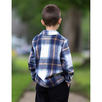 Arshiner Boys Flannel Shirts Kids Button Down Plaid Shirt Fall Plaid Jacket