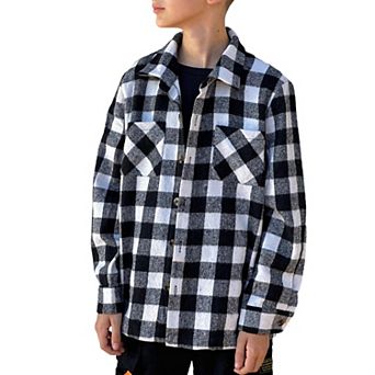 Arshiner Boys Flannel Shirts Kids Button Down Plaid Shirt Fall Plaid Jacket