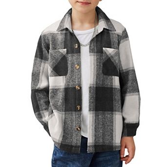 Arshiner Boys Flannel Shirts Kids Button Down Plaid Shirt Fall Plaid Jacket
