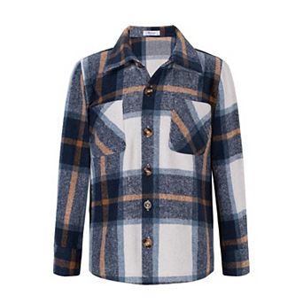 Arshiner Boys Flannel Shirts Kids Button Down Plaid Shirt Fall Plaid Jacket