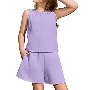 Arshiner Girls Tiedye Set Sleeveless Top And Paperbag Shorts Comfortable Wear