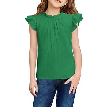 Arshiner Girls Shirts Ruffle Short Sleeve Summer Cute Casual Crewneck Tops Blouse T-Shirt