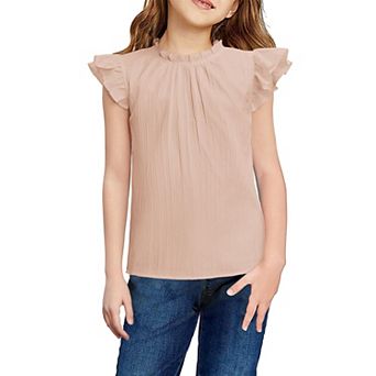 Arshiner Girls Shirts Ruffle Short Sleeve Summer Cute Casual Crewneck Tops Blouse T-Shirt